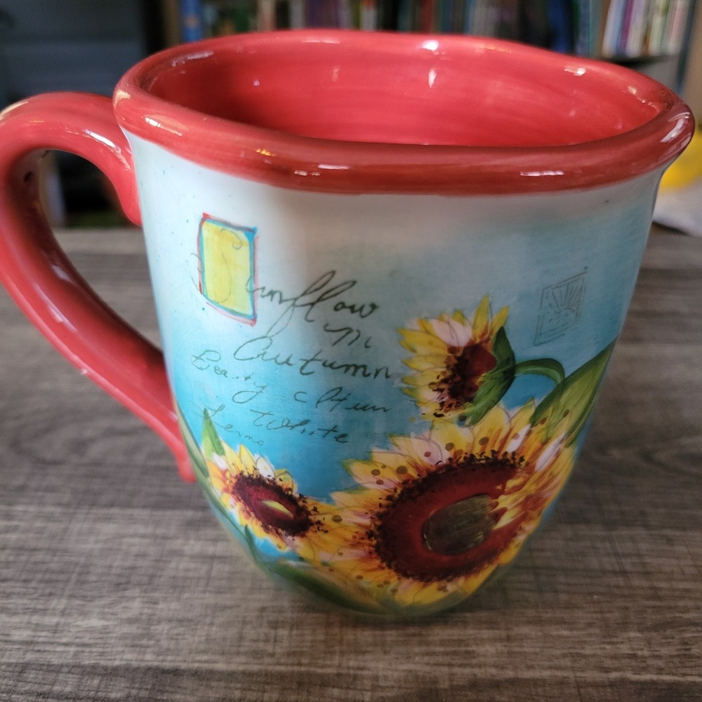 Certified International Susan Winget Sunflower Autumn Coffee Mug Red Ceramic